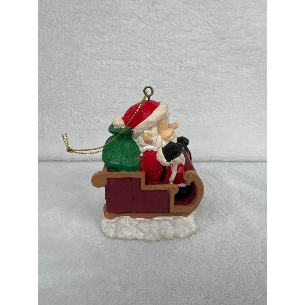 Vintage 2004 Dated Sleigh Santa Ornament Unisex Small Red Fair
